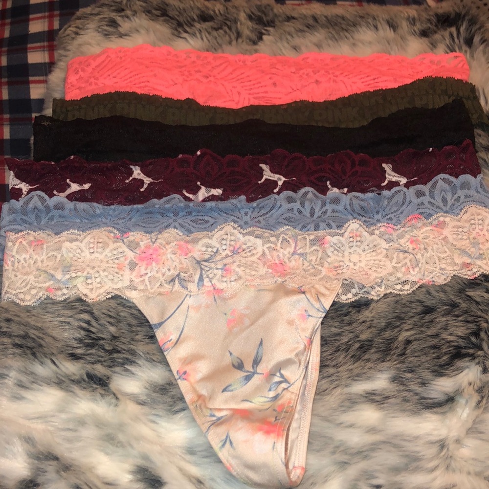 6 pair of lace thongs